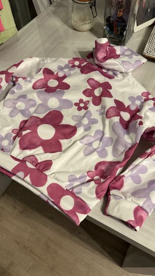 Sudadera niña flores rosa y blanco