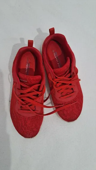 Zapatillas Skechers Mujer Rojas y Blancas