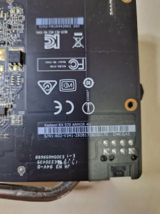 Tarjeta Gráfica MSI RX 570 Armour 4GB