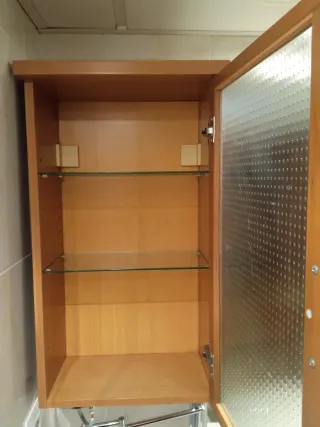 Armario madera con puerta cristal