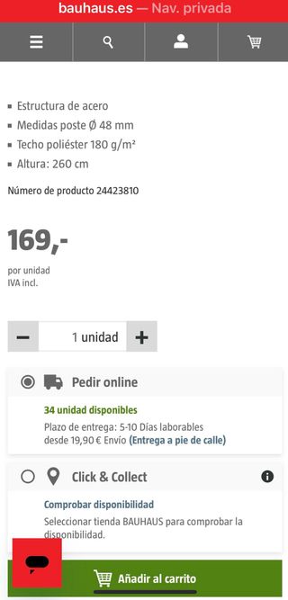 Carpa/Cenador Jardín Bauhaus Beige