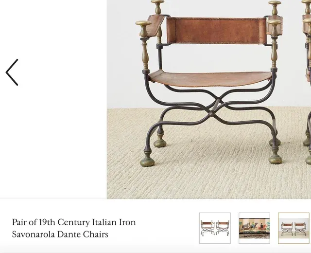 Silla Renacimiento Cuero y Bronce