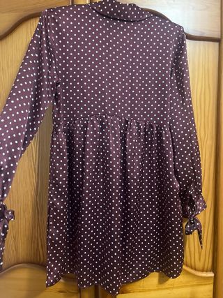 Camisa Zara Basic lunares borgoña