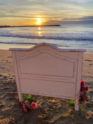 Cabecero madera blanco envejecido