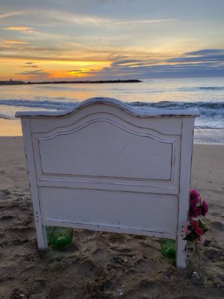 Cabecero madera blanco envejecido