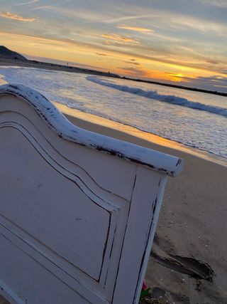 Cabecero madera blanco envejecido