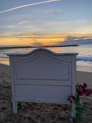Cabecero madera blanco envejecido