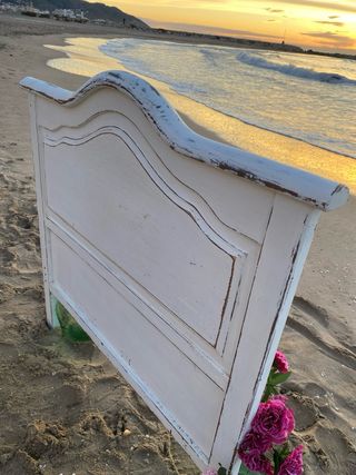 Cabecero madera blanco envejecido