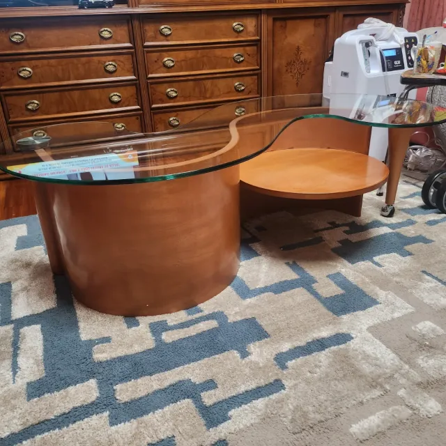 Mesa de centro cristal y madera