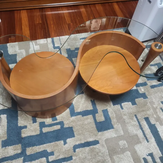 Mesa de centro cristal y madera