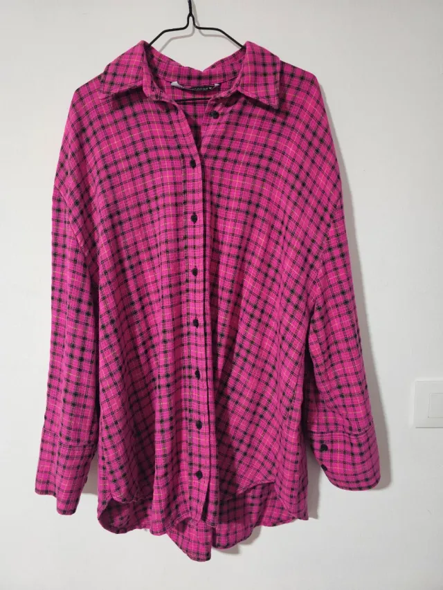 Camisa Zara cuadros rosa T. M