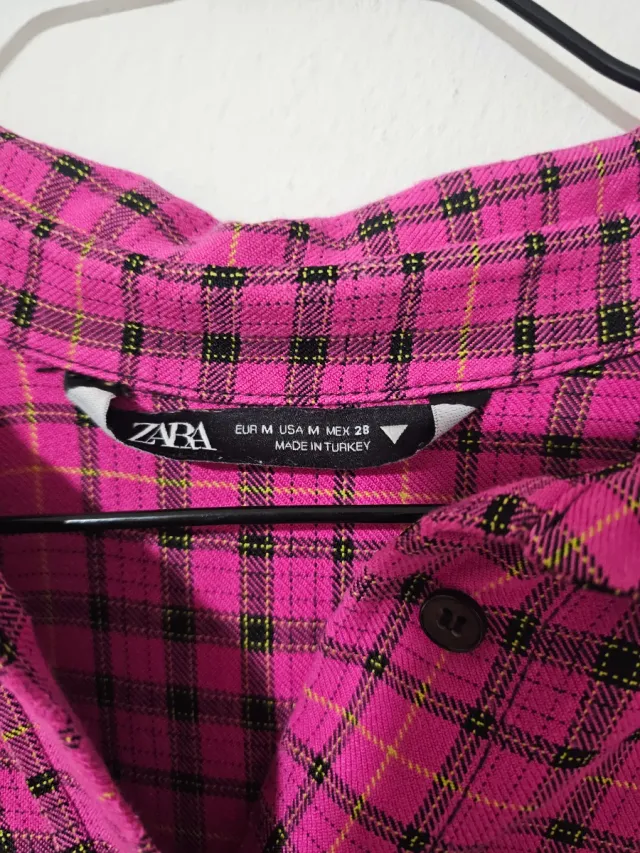 Camisa Zara cuadros rosa T. M