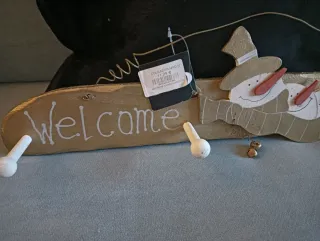 Percha madera Navidad Welcome friends