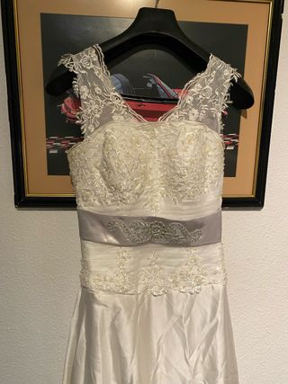 Vestido de Novia Blanco y Plateado