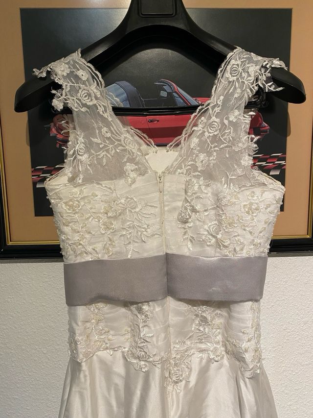 Vestido de Novia Blanco y Plateado