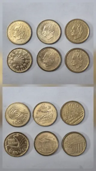 Lote 6 monedas 100 pesetas conmemorativas