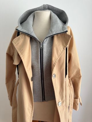 Tommy Jeans Trench Coat Bege com Capuz Cinza