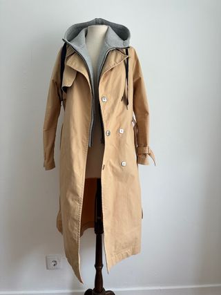 Tommy Jeans Trench Coat Bege com Capuz Cinza