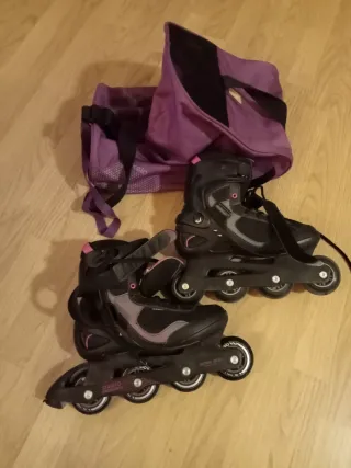 Patines en línea Oxelo negros y rosas talla 40