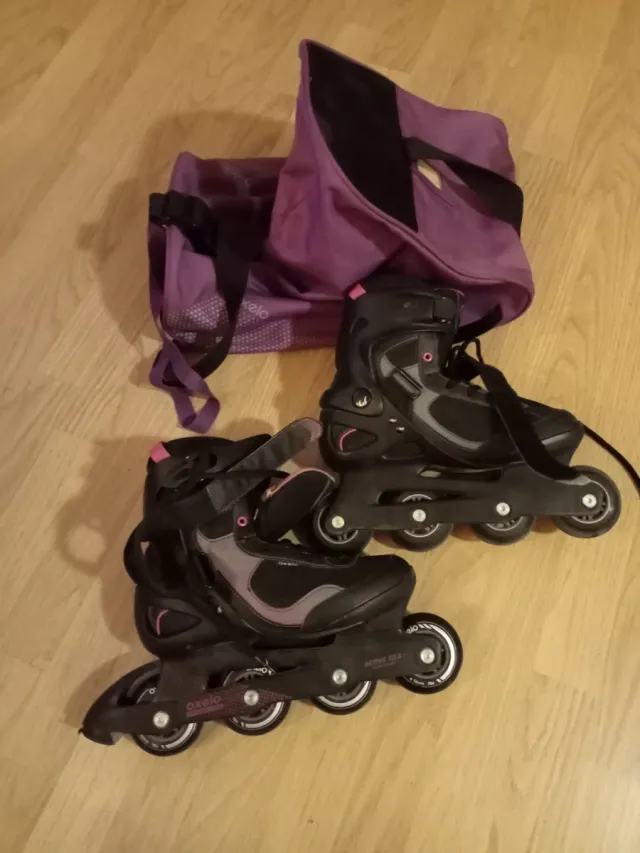 Patines en línea Oxelo negros y rosas talla 40