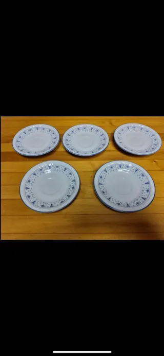 Set 5 Piatti Porcellana Blu e Bianchi