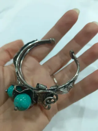 Pulsera Plata Turquesa y Coral