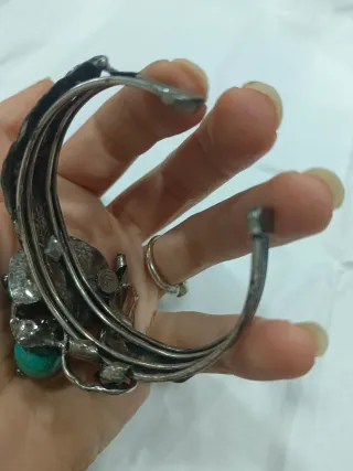 Pulsera Plata Turquesa y Coral