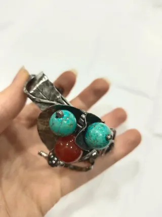 Pulsera Plata Turquesa y Coral