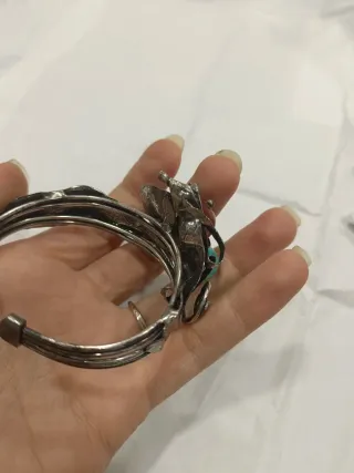 Pulsera Plata Turquesa y Coral