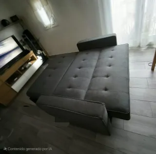 Sofá cama gris de tela