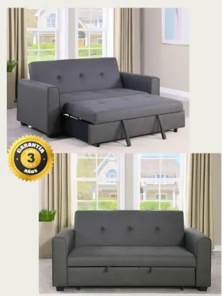 Sofá cama gris de tela