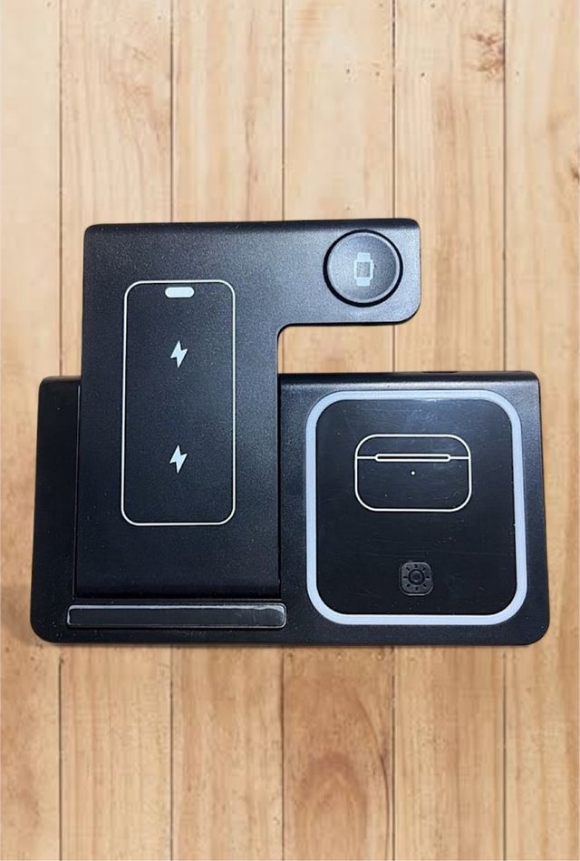 Base Carga Inalámbrica 3 en 1 Negra