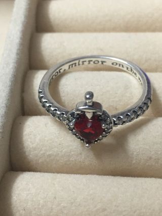 Anillo Corazón Rojo Plata 925 Disney