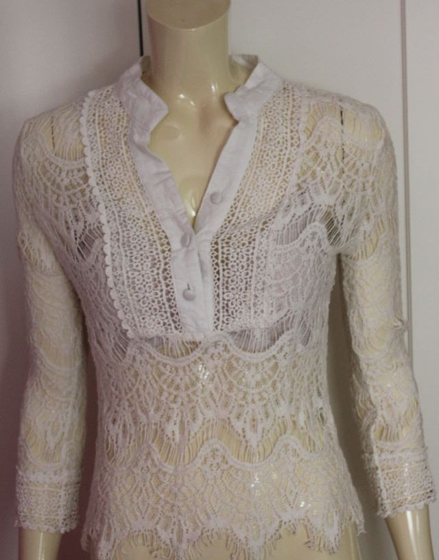 Blusa encaje crochet blanca