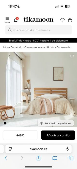Cabecero Teca Maciza 180cm