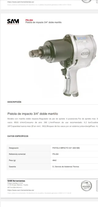 Pistola Neumática Impacto SAM