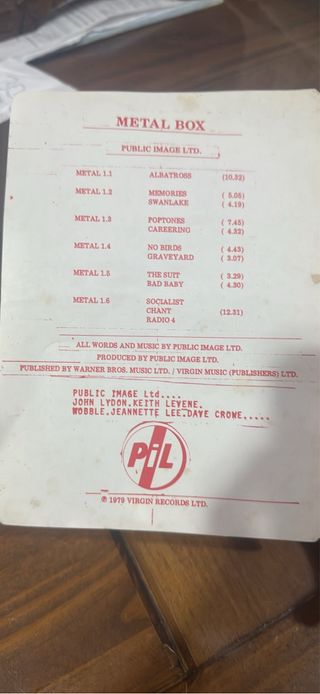 Public Image Ltd Metal Box Lata Original