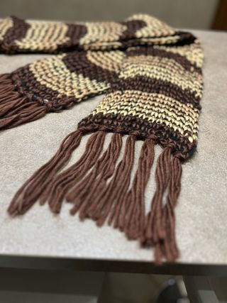 Sciarpa in lana morbida marrone e beige