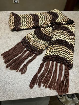 Sciarpa in lana morbida marrone e beige