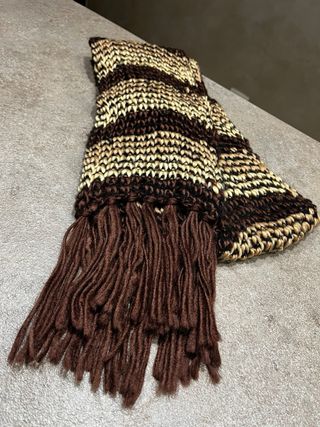 Sciarpa in lana morbida marrone e beige