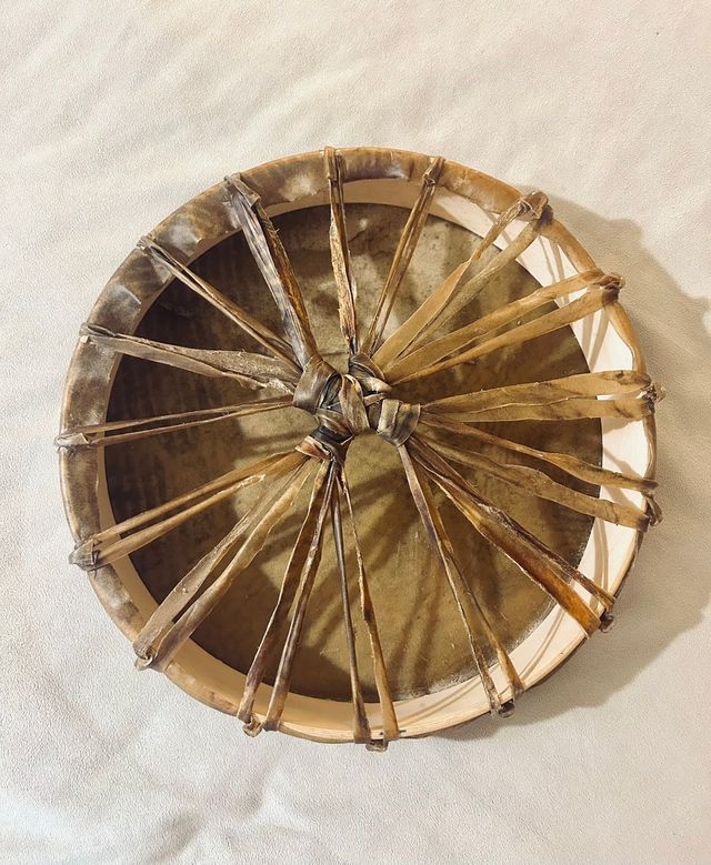 Tambor chamánico artesanal de piel 38cm