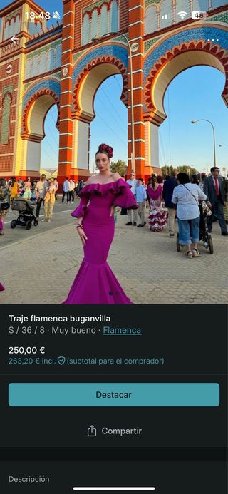 Traje de flamenca buganvilla