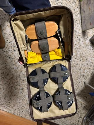 Kit para lustrar zapatos de madera