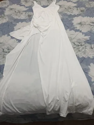 Vestido largo blanco fiesta, fin de año