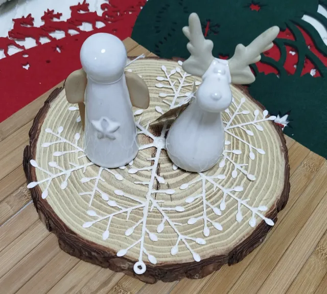 Figuras de cerámica Reno y Ángel de Navidad