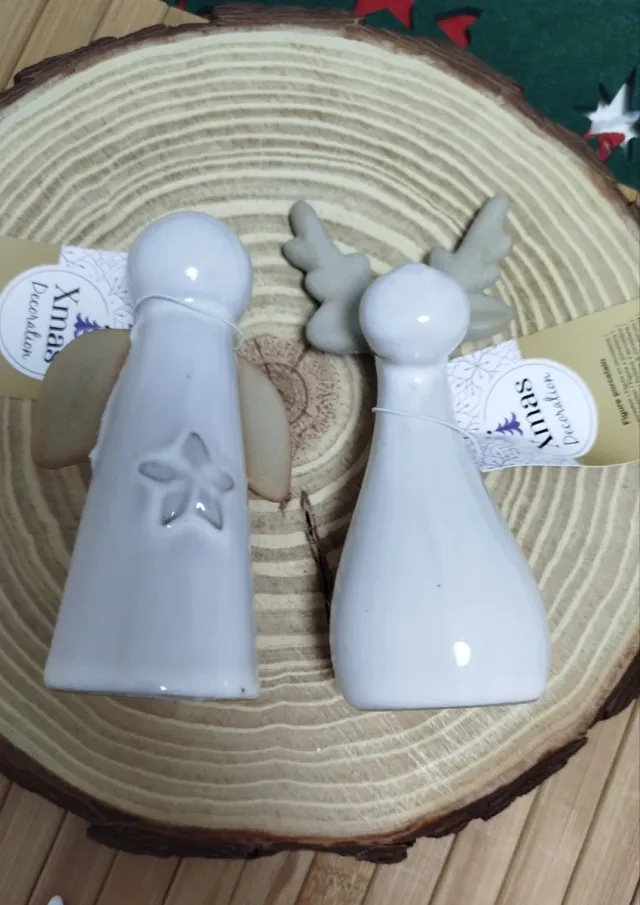 Figuras de cerámica Reno y Ángel de Navidad
