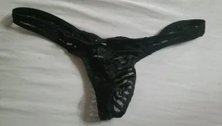 Tanga hombre semitransparente negro Talla L