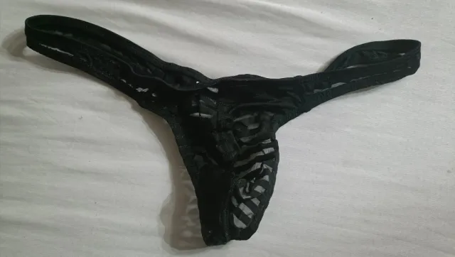 Tanga hombre semitransparente negro Talla L