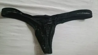 Tanga hombre semitransparente negro Talla L