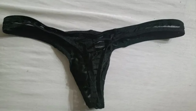 Tanga hombre semitransparente negro Talla L